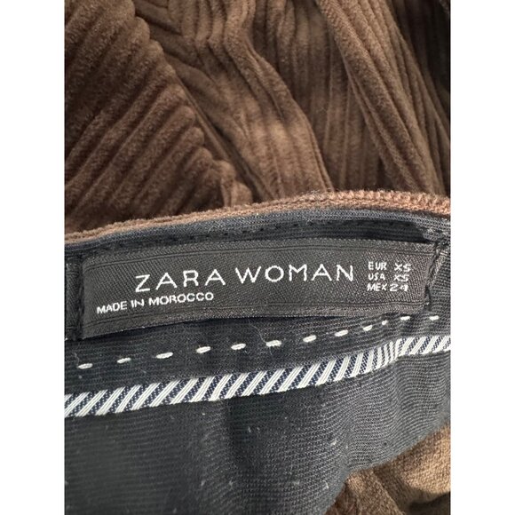 Zara XS Brown Corduroy Wide-Leg Pants - Picture 2 of 11
